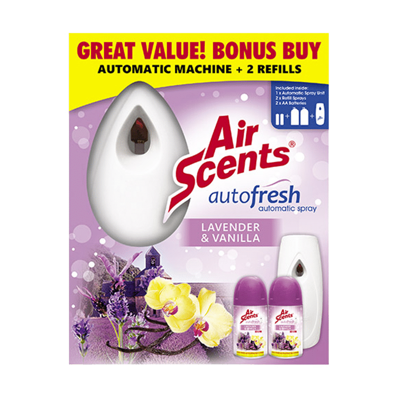 Air Scents Autofresh Automatic Spray + 2 Refills (Lavender & Vanilla)